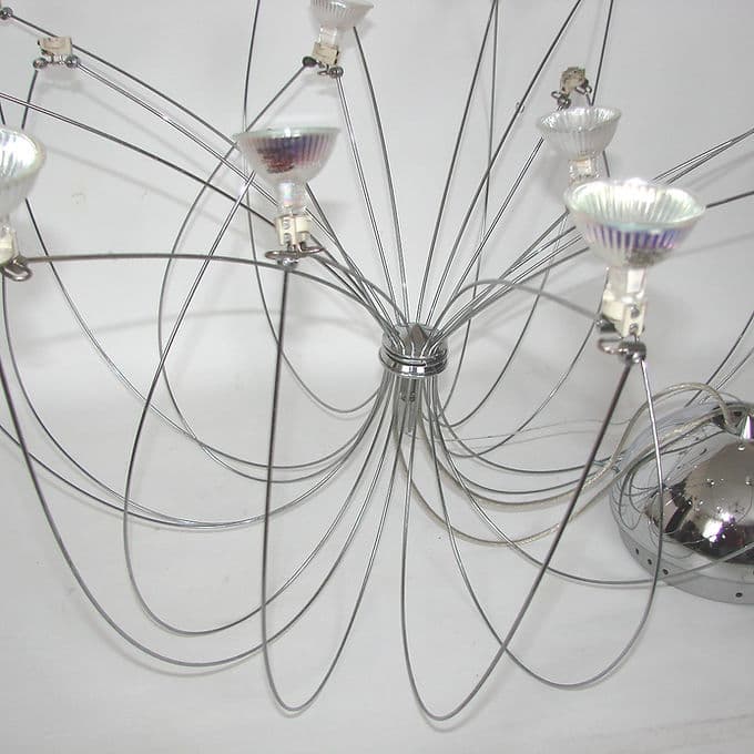 Pendant Lamp Spider, silver, chrome steel, space age, 1980s. - 38010