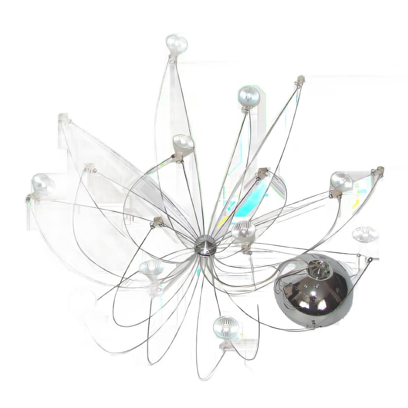Pendant Lamp Spider, silver, chrome steel, space age, 1980s.