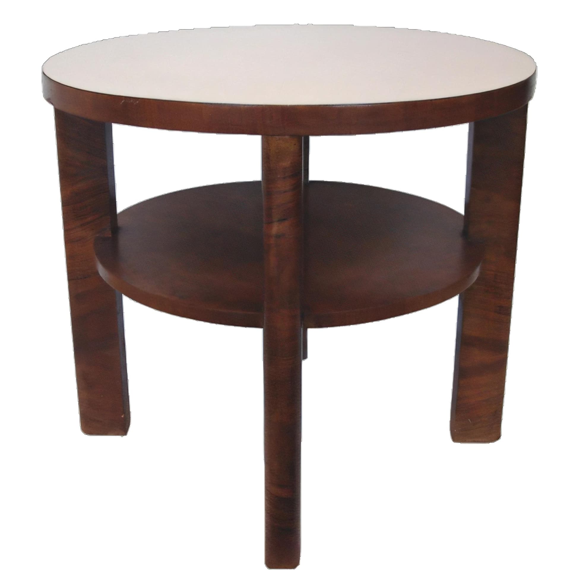 Stół okrągły Art déco, orzech brązowy jasny, lata 50.