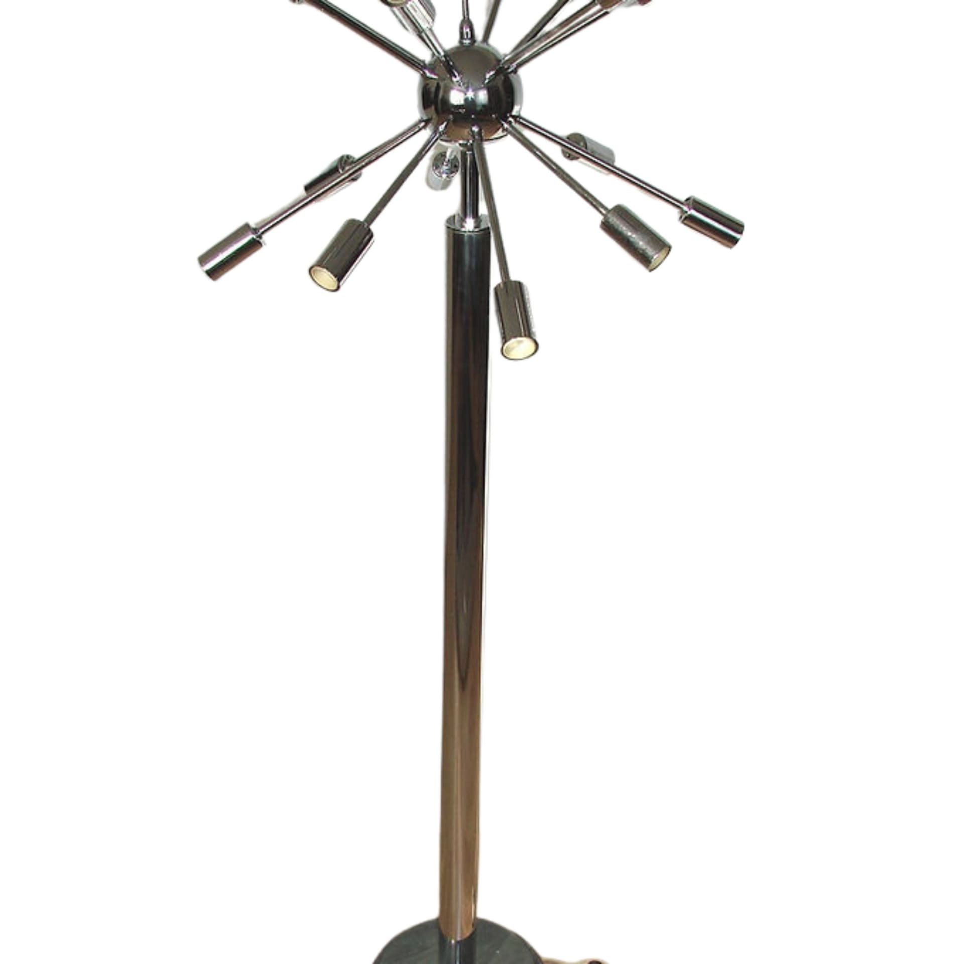 Lampa podłogowa Sputnik, srebrny, stal chrom, Space Age, lata 80.