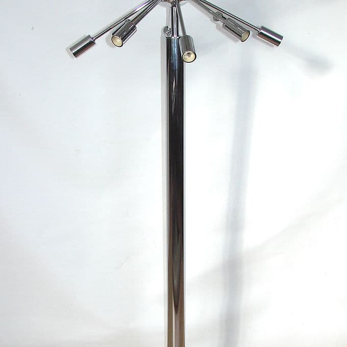 Lampa podłogowa Sputnik, srebrny, stal chrom, Space Age, lata 80. - 37988
