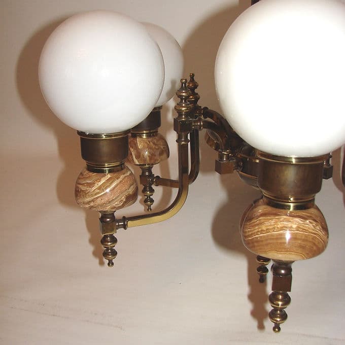 Chandelier, golden, brass, 1970s - 37980