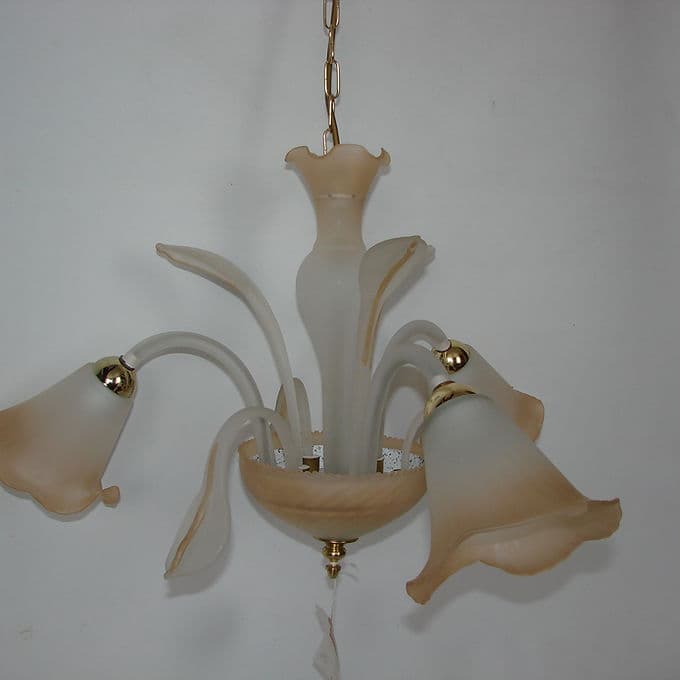 Żyrandol Murano, beżowy, szkło, Włochy, lata 70. - 37973