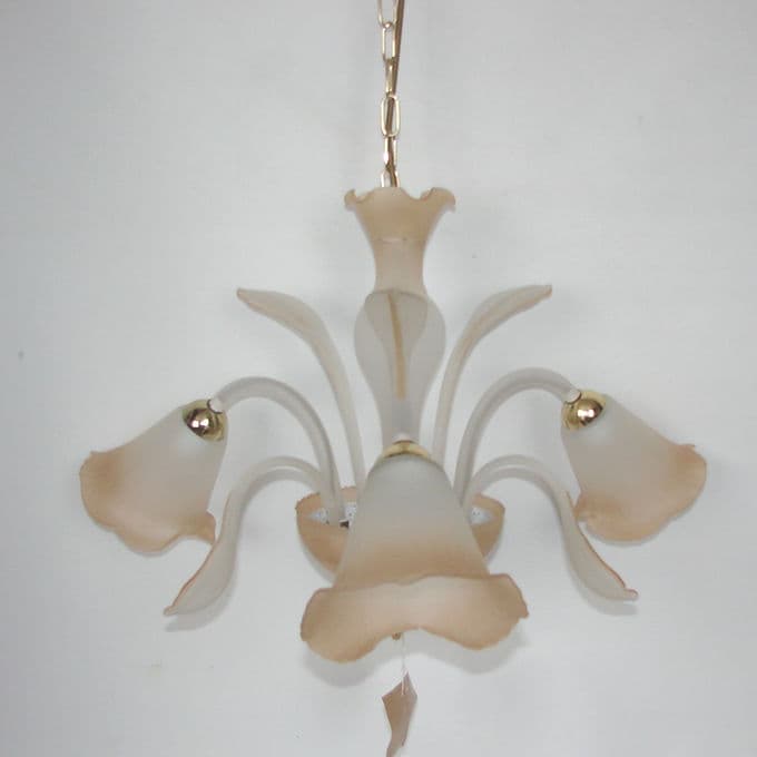 Żyrandol Murano, beżowy, szkło, Włochy, lata 70. - 37969