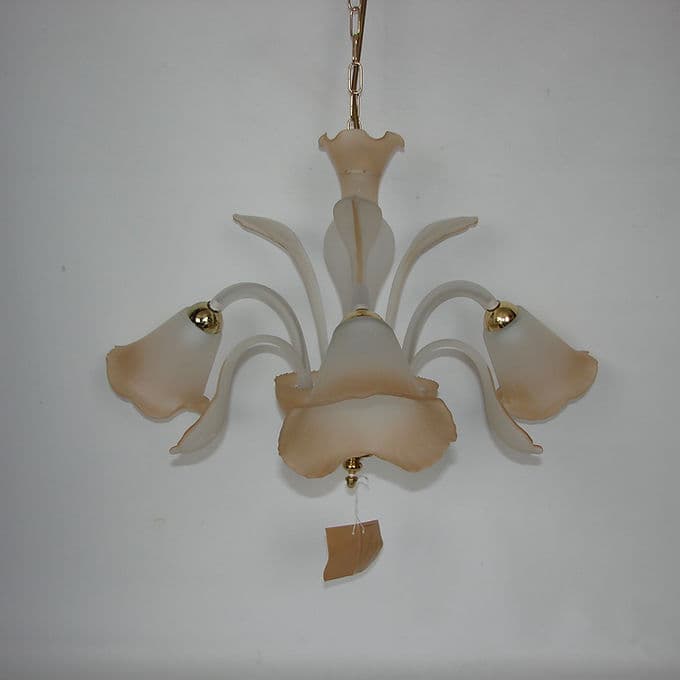 Żyrandol Murano, beżowy, szkło, Włochy, lata 70. - 37974