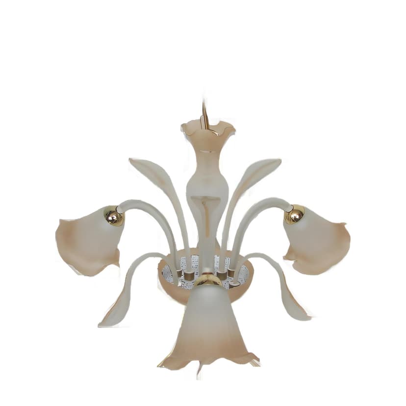 Żyrandol Murano, beżowy, szkło, Włochy, lata 70.