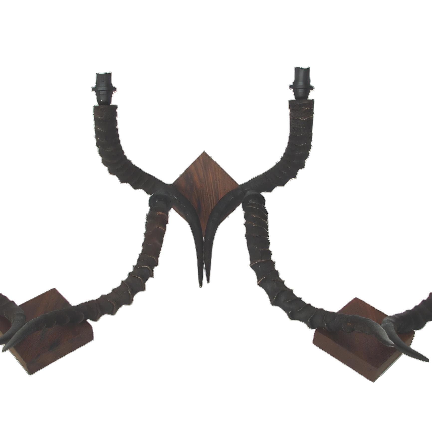 Set of Three Wall Sconces, black, wood, 1970s