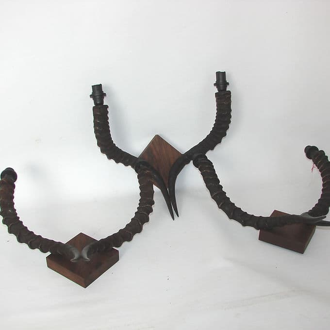 Set of Three Wall Sconces, black, wood, 1970s - 37964