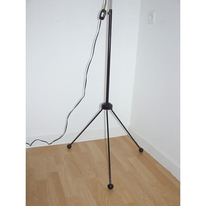 Lampa podłogowa, biała, metal, proj. A. Gałecki, Polska, lata 70. - 37947