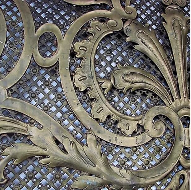 Osłona kominka secesja, mosiądz złocisty, Europa, początek XX w. - 99420