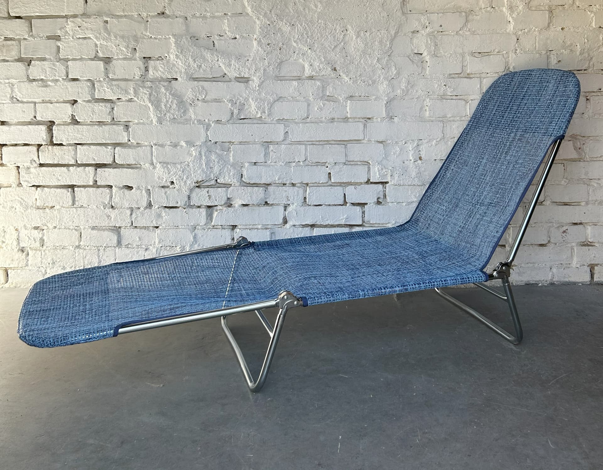 Sun lounger, blue vinyl, 1990s - 4162