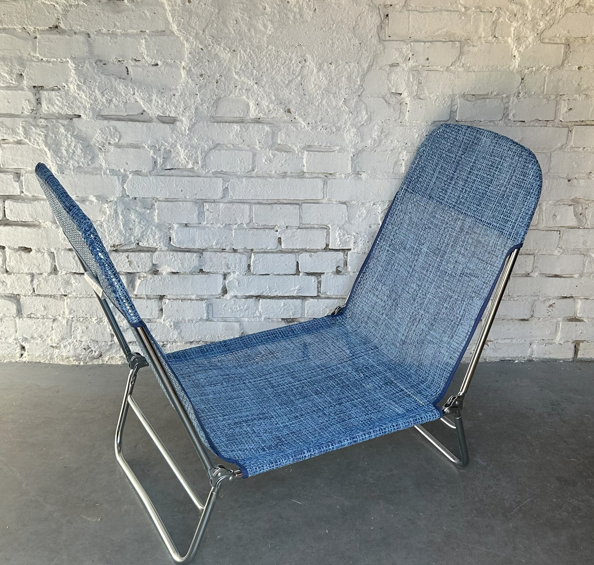 Sun lounger, blue vinyl, 1990s - 4160
