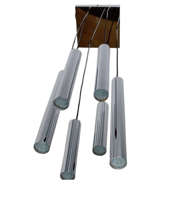 Pendant lamp cascade, silver, chrome steel, Europe, 1970s.