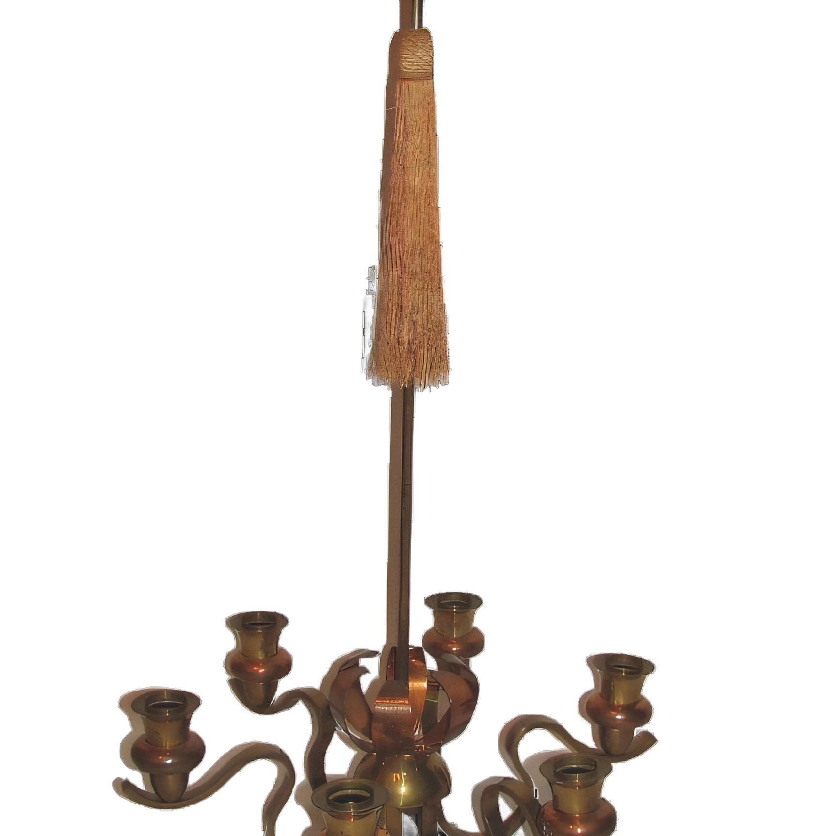 Modernist chandelier, copper, brass, 1930s