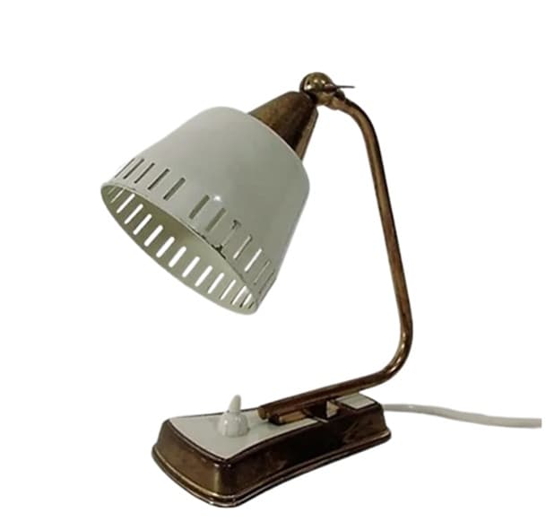 Lampka biurkowa Mid-century, ivory white, mosiądz, lata 60.