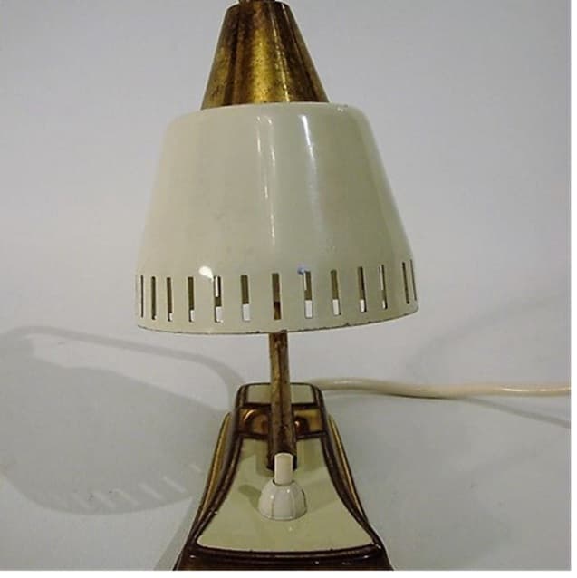Lampka biurkowa Mid-century, ivory white, mosiądz, lata 60. - 99481
