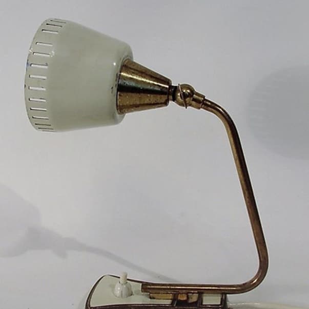 Lampka biurkowa Mid-century, ivory white, mosiądz, lata 60. - 99478