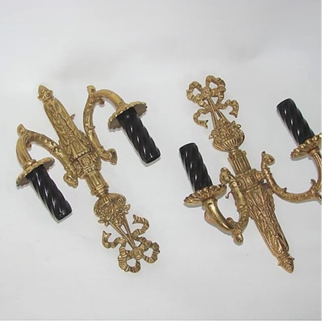 Para kinkietów ściennych, styl pałacowy, złoty, mosiądz, Barok, początek XX w. - 99506