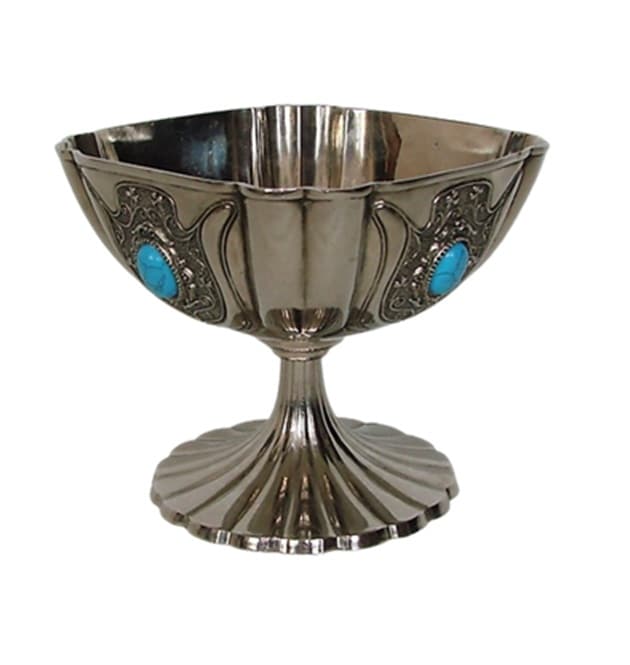 Decorative pedestal bowl, Art Deco, silver brass, 1920s - DIMENSION