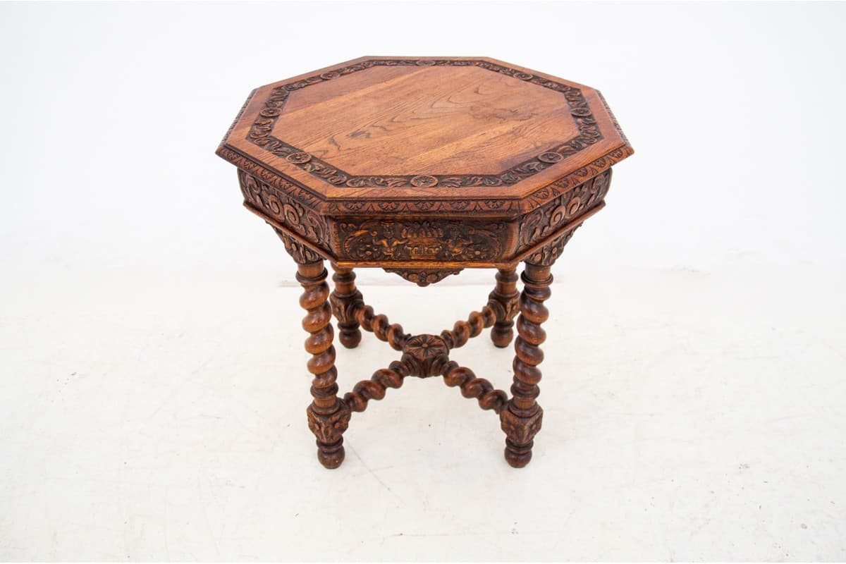 Stolik boczny neorenesansowy, dąb brązowy, Francja, XIX wiek - 60862