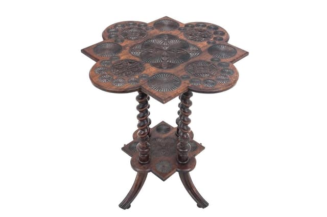 Side table, Victorian, dark brown wood, United Kingdom, 19th c. - DIMENSION