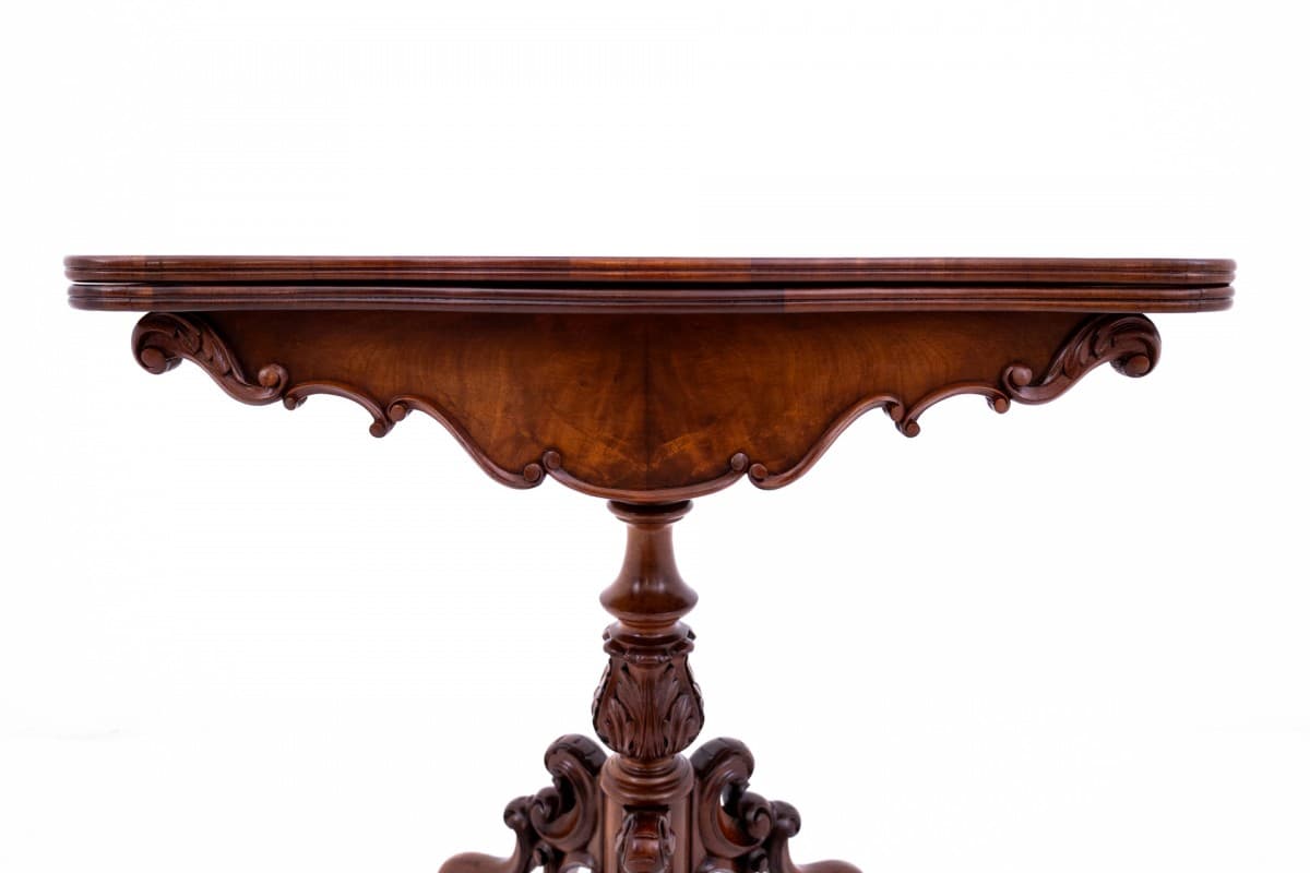 Stolik karciak konsola, styl wiktoriański, mahoń copper, Polska, XIX wiek - 60796