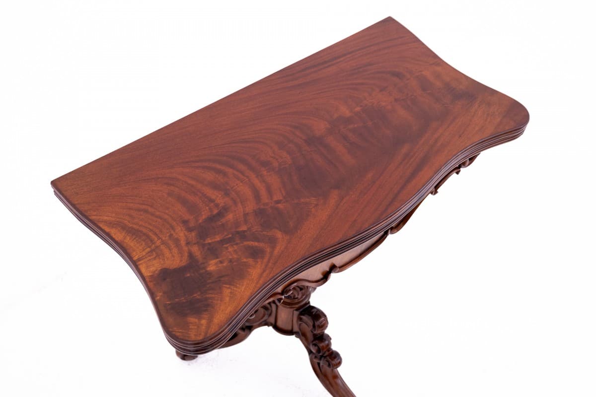 Stolik karciak konsola, styl wiktoriański, mahoń copper, Polska, XIX wiek - 60795