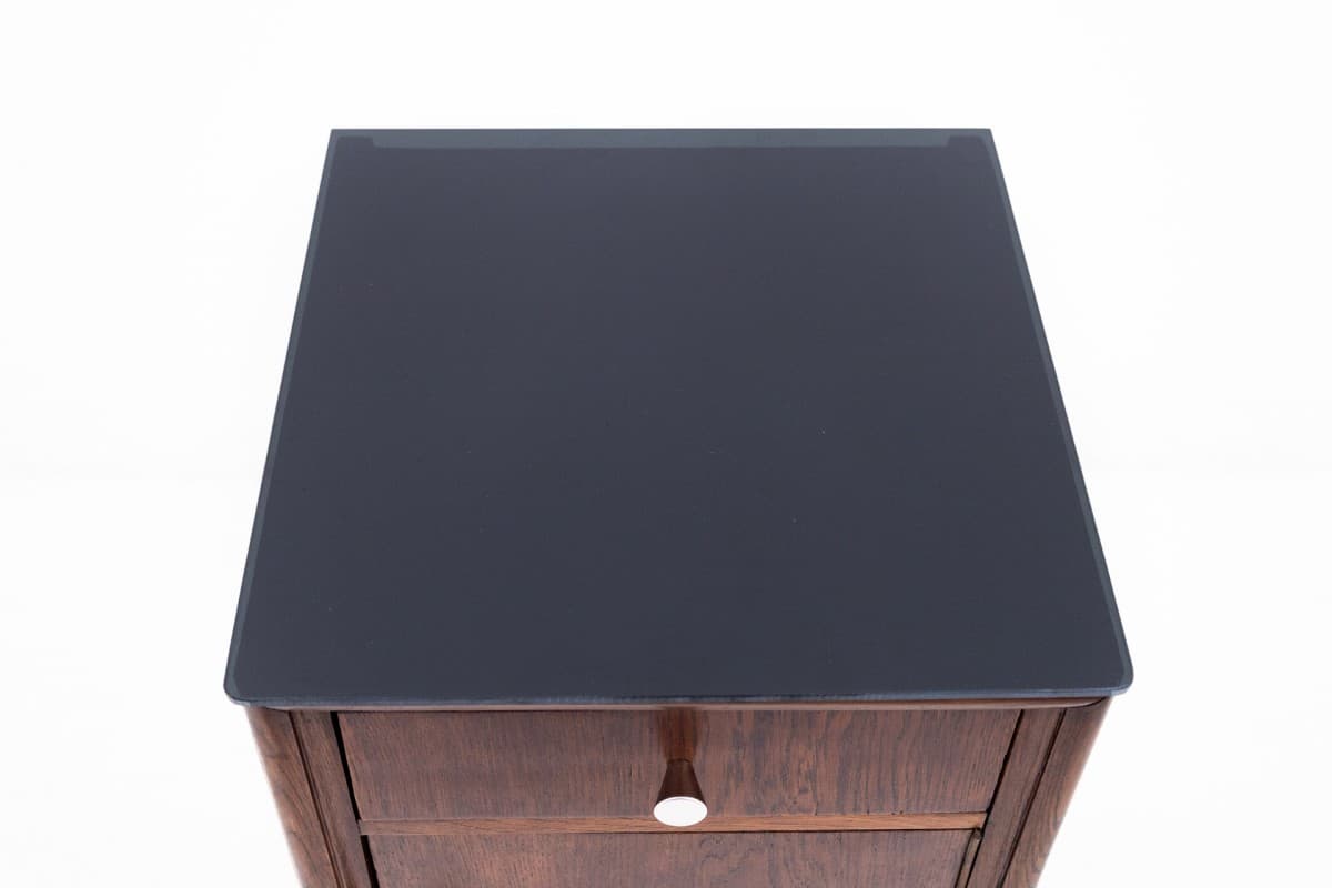 Para stolików nocnych, dąb brązowy ciemny, Polska, początek XX wieku - 60726