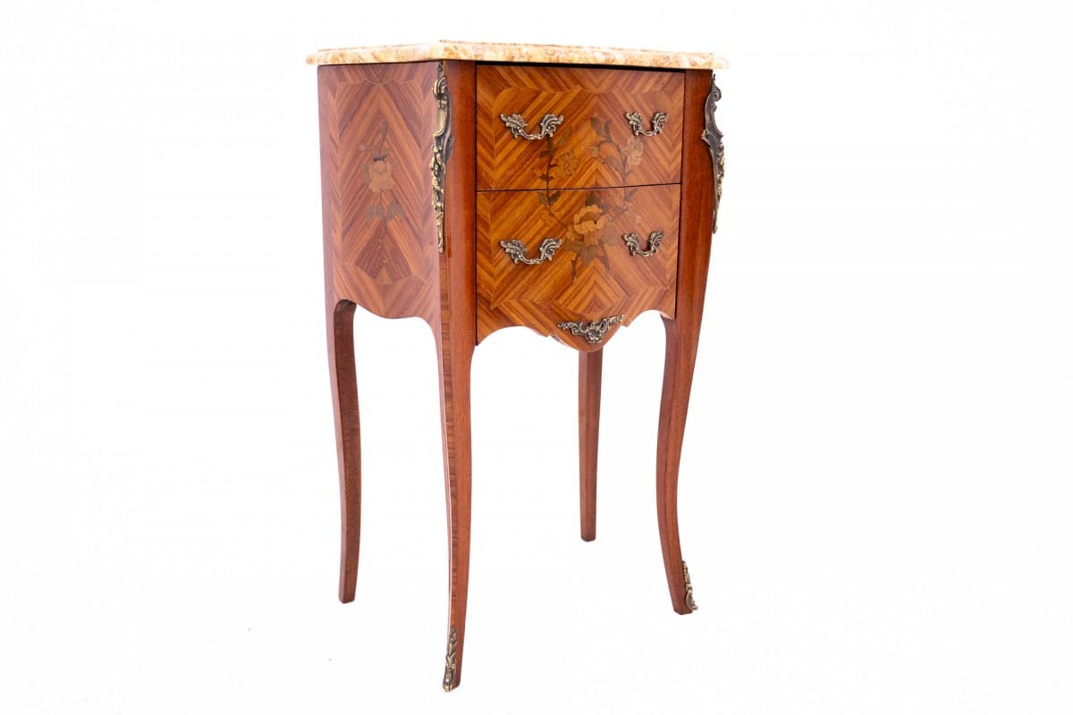 Pair of nightstands, Art Nouveau, brown wood, beige marble, France, early 20th c. - 60572