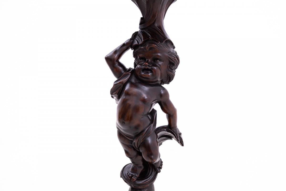 Neo-Baroque Pedestal Plant Stand, dark brown walnut, France, 19th c. - 72361