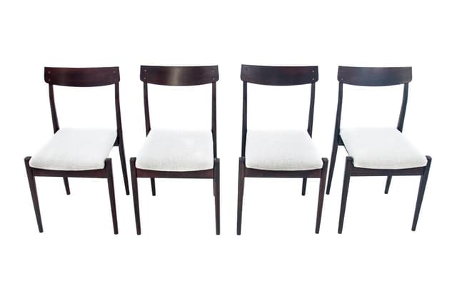 Komplet krzeseł mid-century modern, orzech ciemny, lata 60. - WYMIARY