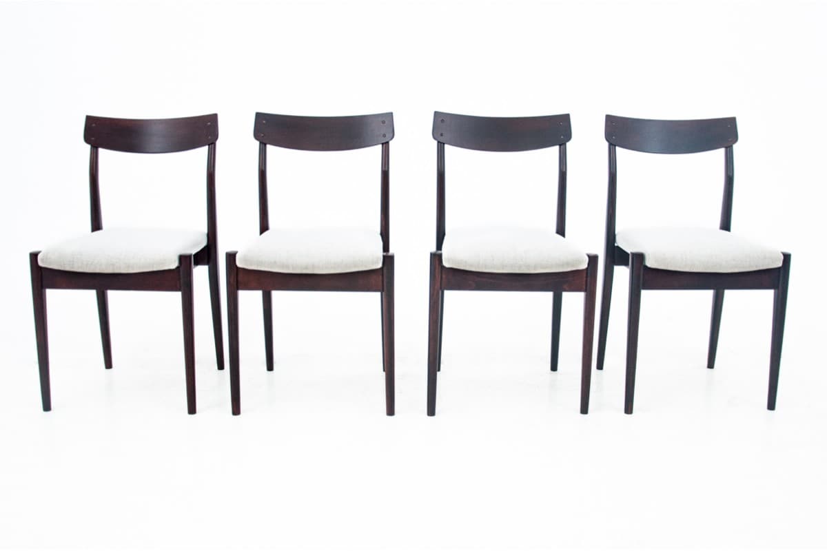 Komplet krzeseł mid-century modern, orzech ciemny, lata 60. - 72446