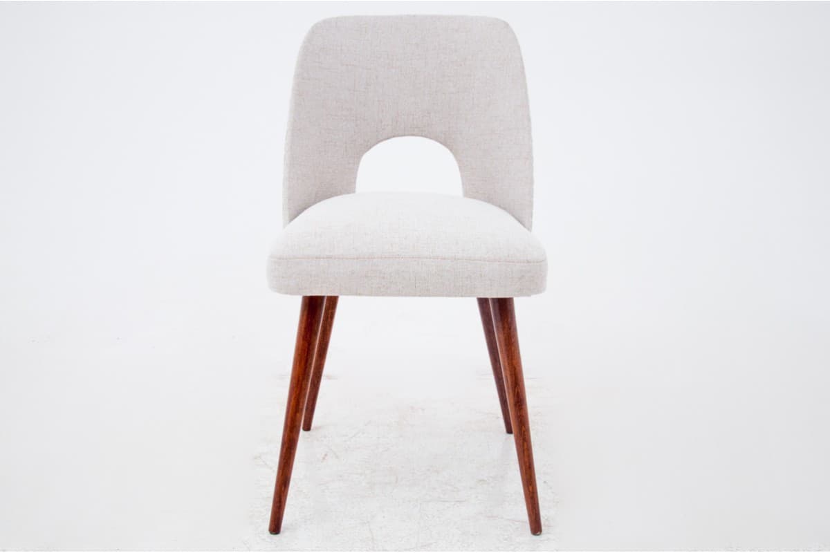 Komplet krzeseł Muszelki, beż, orzech, Polska, lata 60. - 72460