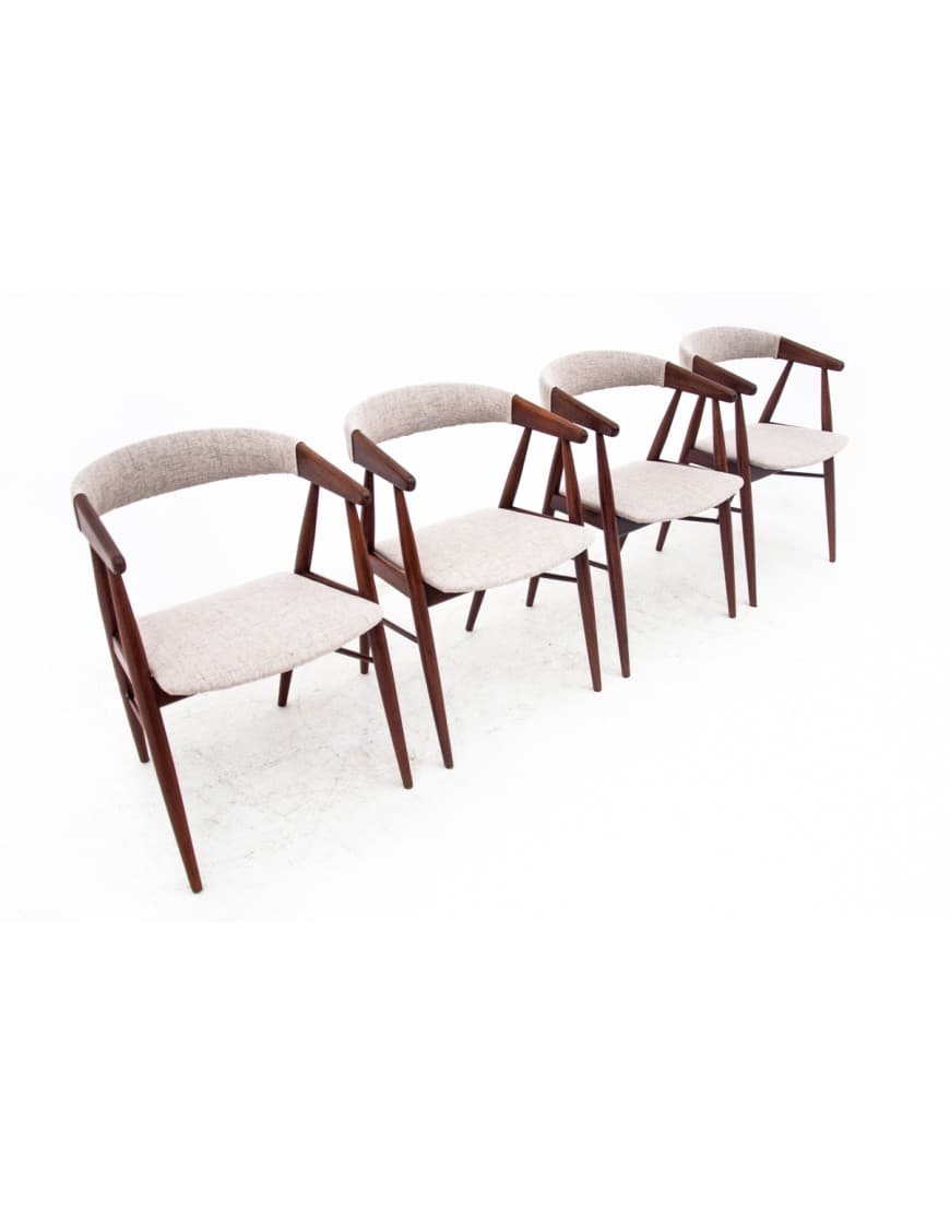 Set of four armchairs, light brown teak, by E. Larsen & A. Bender Madsen, Denmark, 1960s. - 72500