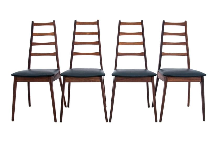 Komplet krzeseł, orzech brązowy, Dania, lata 60.