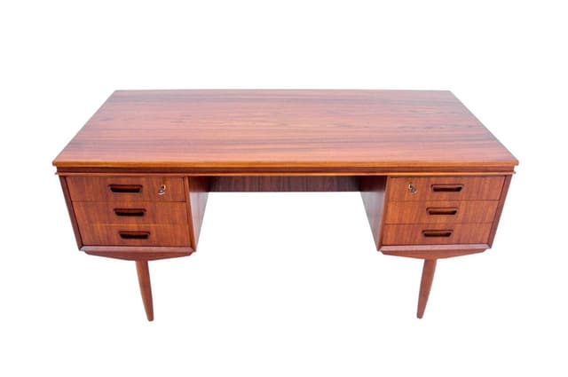 Teak desk, brown, teak wood, Denmark, 1960s. - DIMENSION