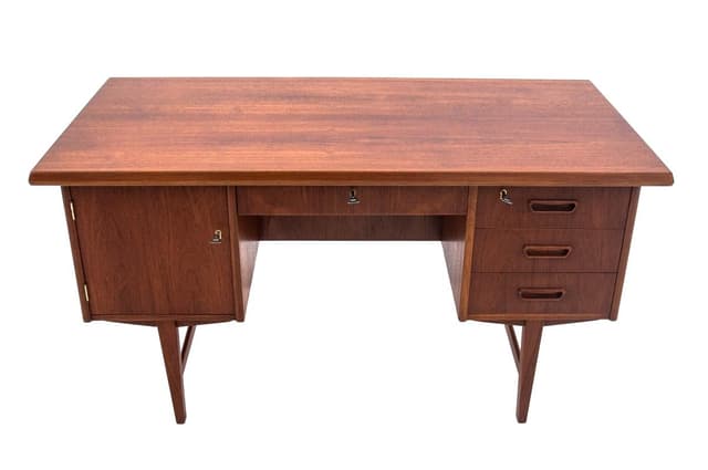 Desk, brown teak, Denmark, 1960s - DIMENSION