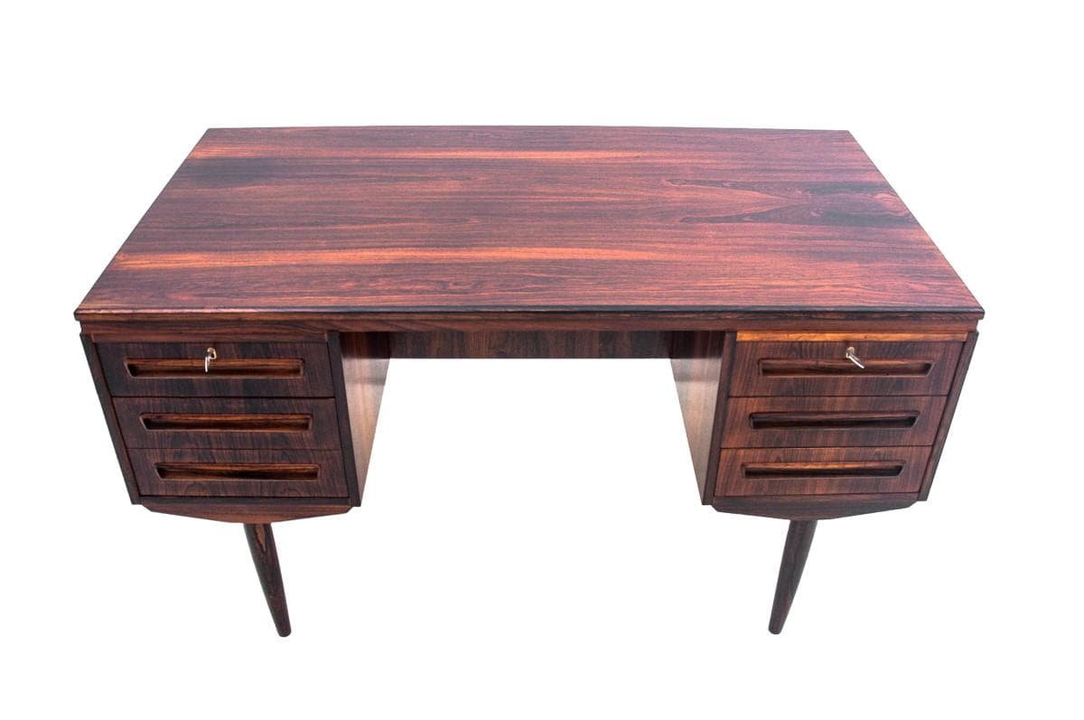 Desk, rosewood brown, by J. Svenstrup, Denmark, 1960s.