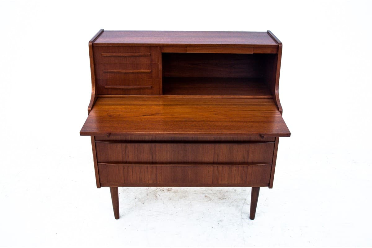 Secretary desk, brown teak, Denmark, 1960s. - 67285