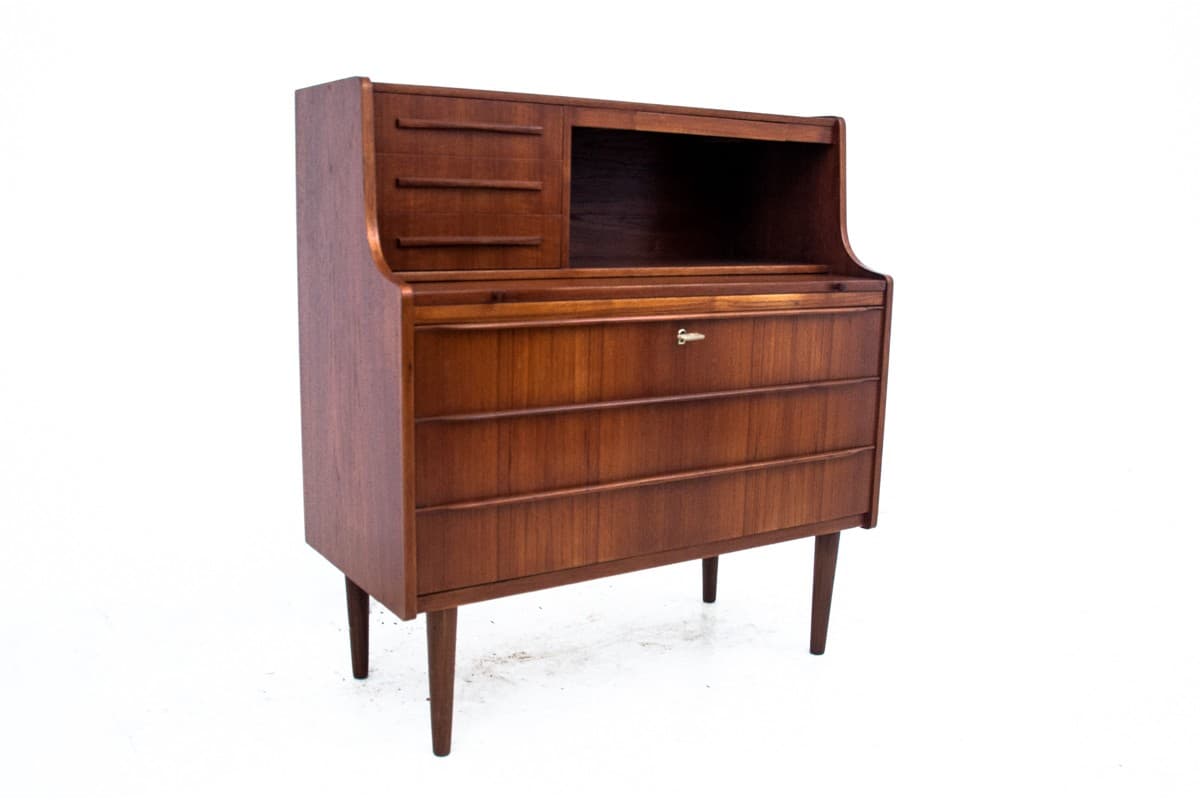 Secretary desk, brown teak, Denmark, 1960s. - 67282