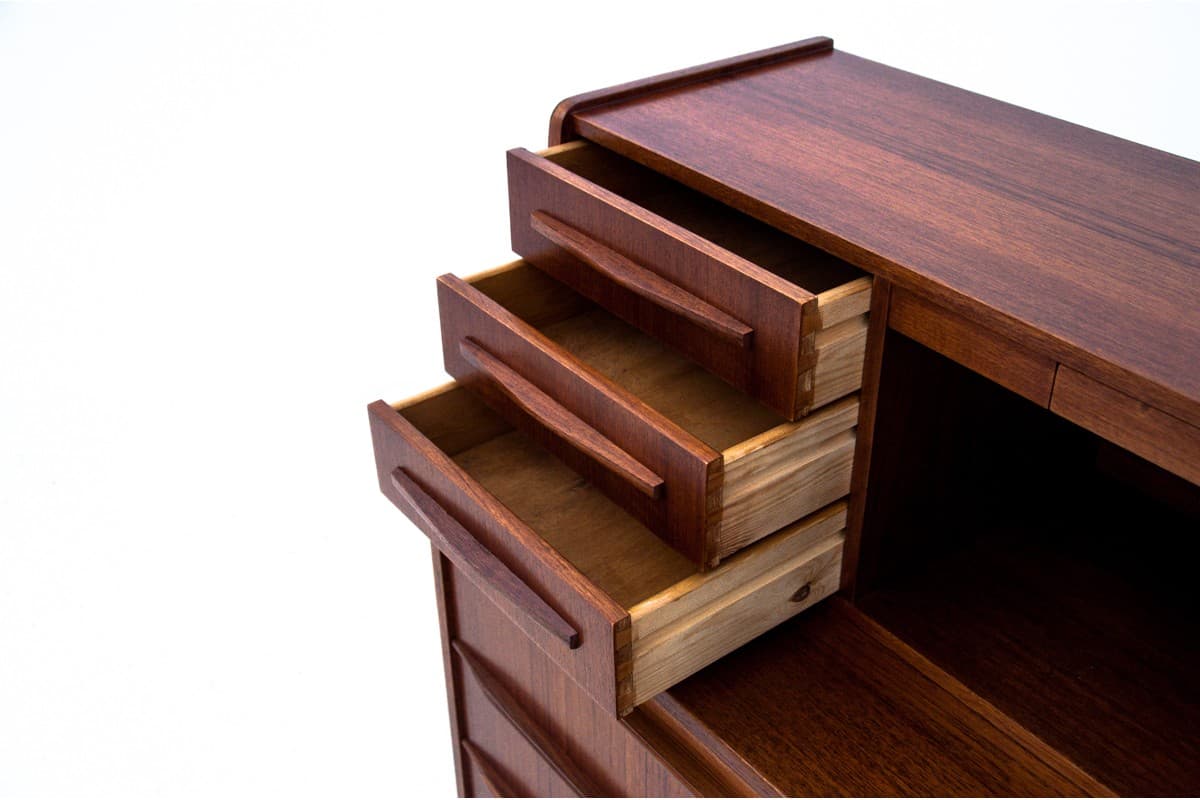 Secretary desk, brown teak, Denmark, 1960s. - 67283