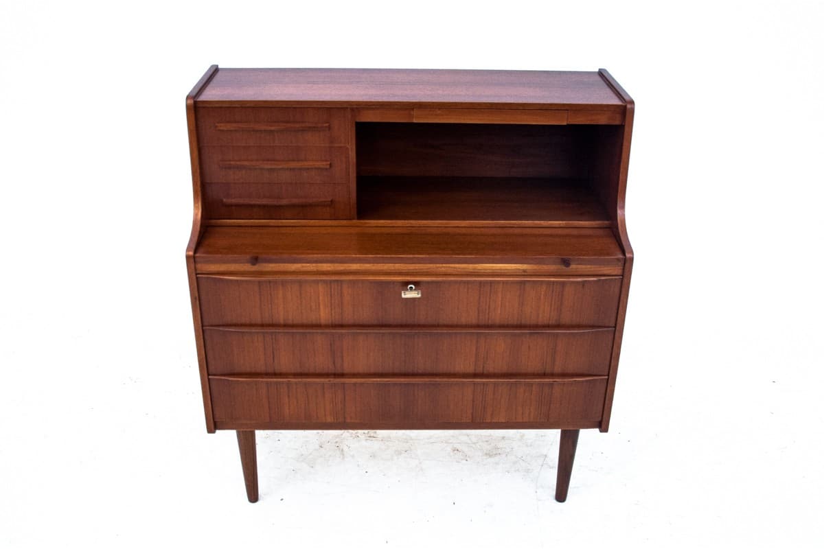 Secretary desk, brown teak, Denmark, 1960s. - 67281