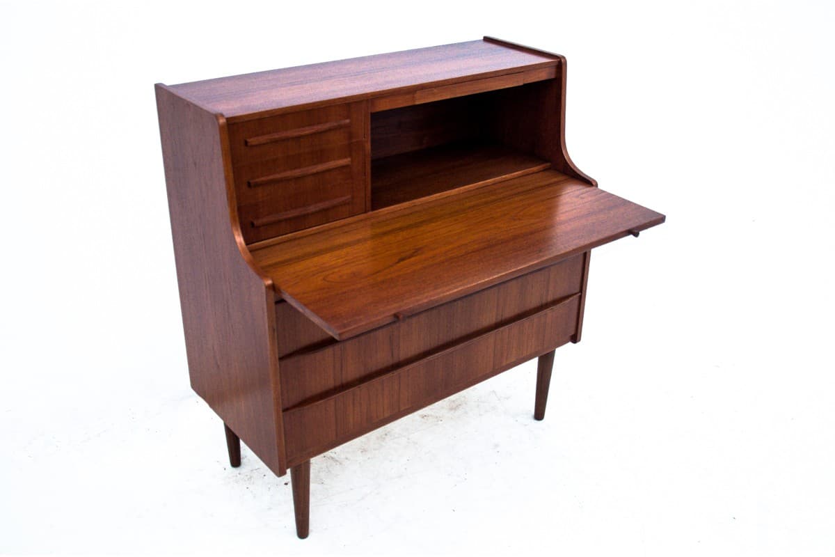 Secretary desk, brown teak, Denmark, 1960s. - 67284