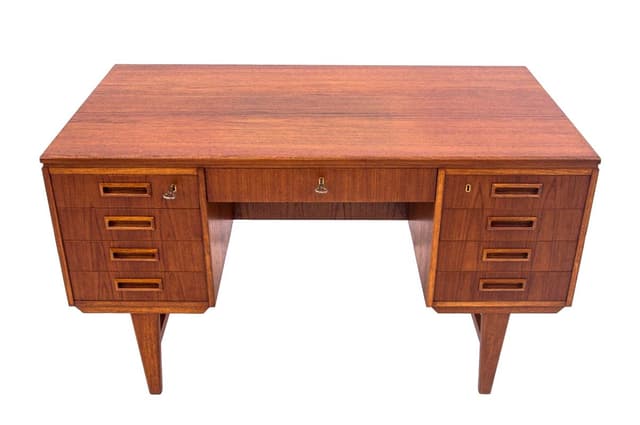 Desk, brown teak, Denmark, 1960s - DIMENSION