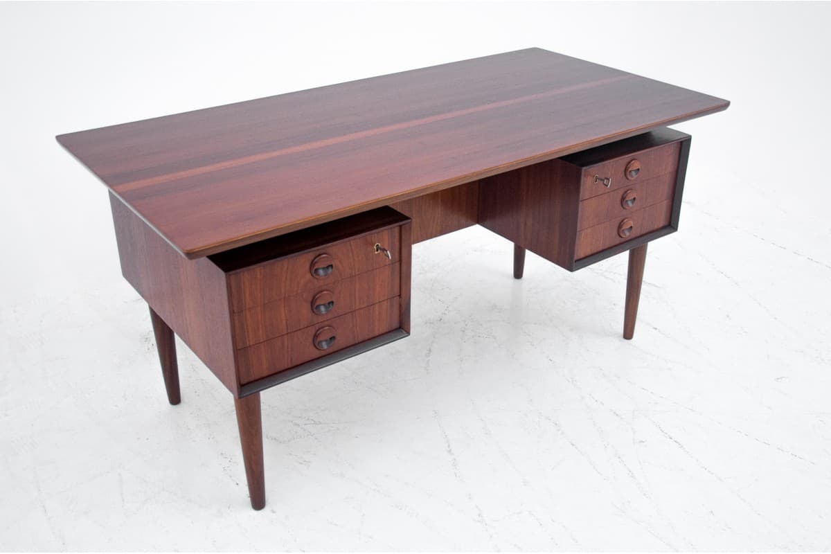 Desk, brown teak, Denmark, 1960s. - 67244