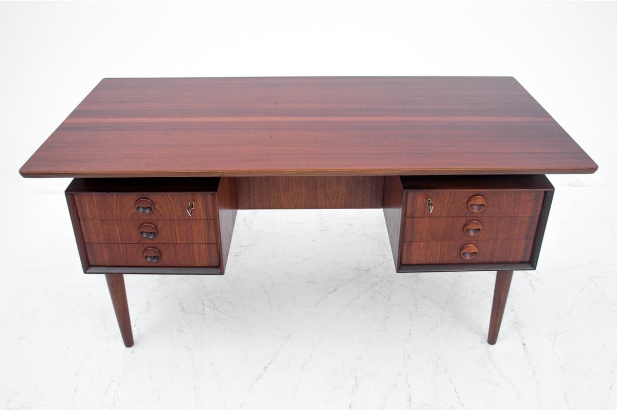Desk, brown teak, Denmark, 1960s. - 67243