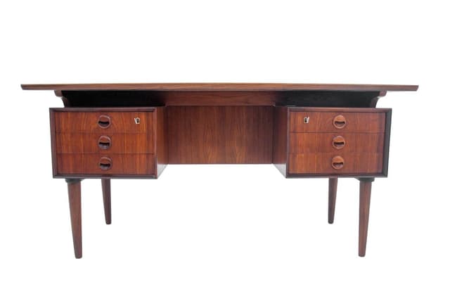 Desk, brown teak, Denmark, 1960s. - DIMENSION
