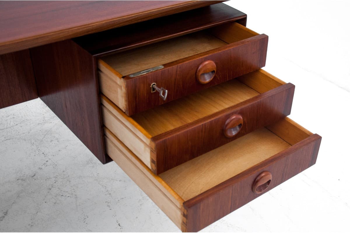 Desk, brown teak, Denmark, 1960s. - 67247