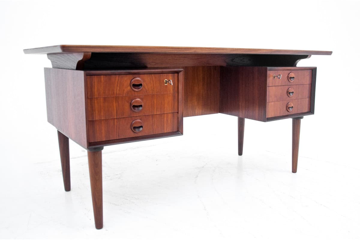 Desk, brown teak, Denmark, 1960s. - 67245