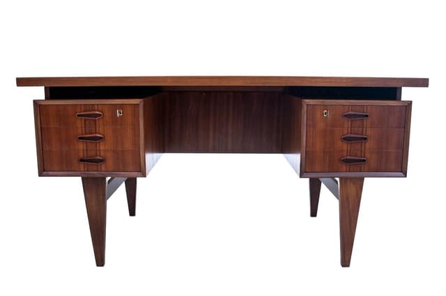 Desk, brown teak, Denmark, 1960s. - DIMENSION